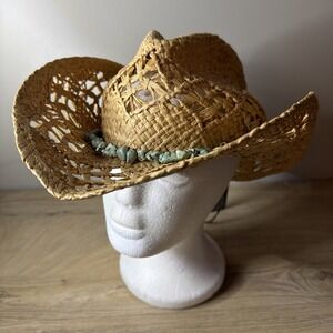 Tommy Bahama Tan Straw Hat with Green Accents